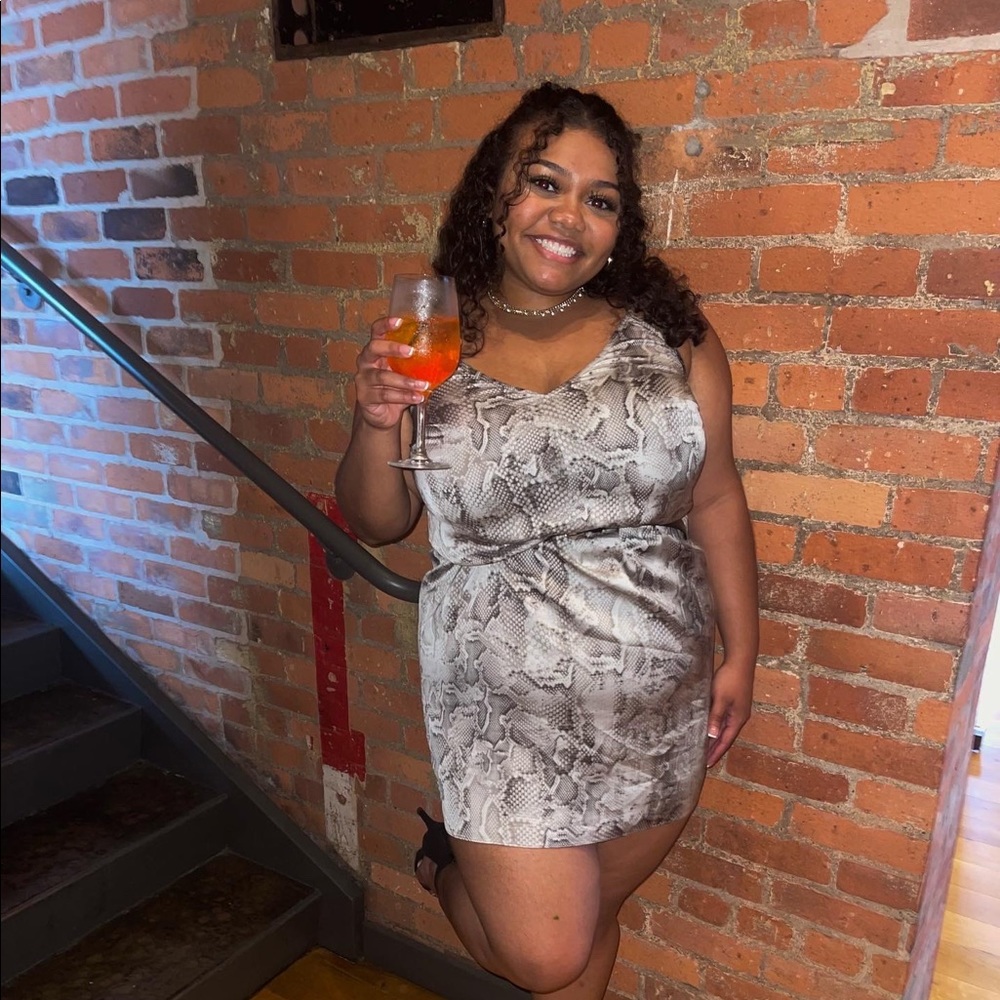 Snake print slip dress